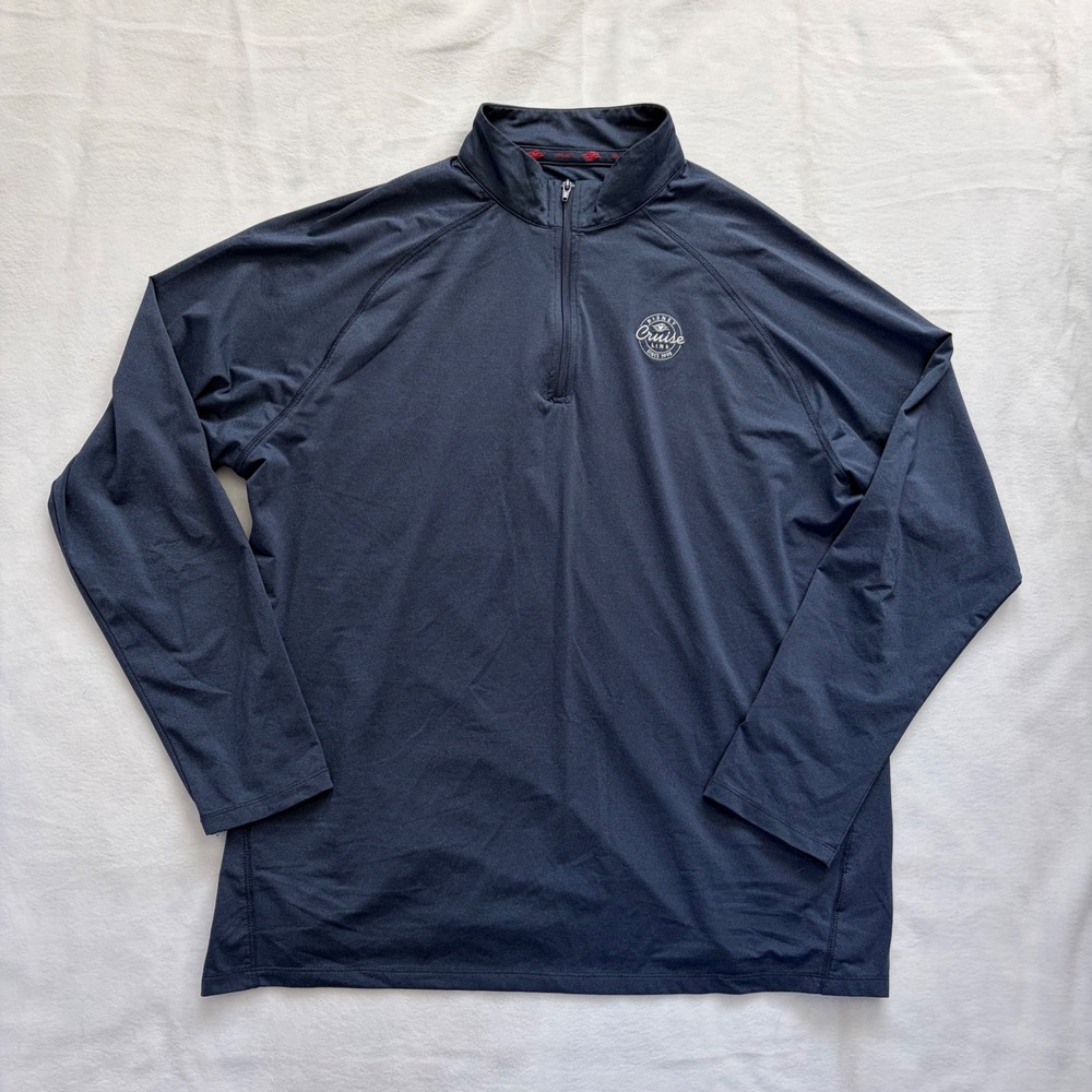 Disney Cruise Line Mens XL Quarter Zip Pullover Navy Blue UPF 50 Performance Top